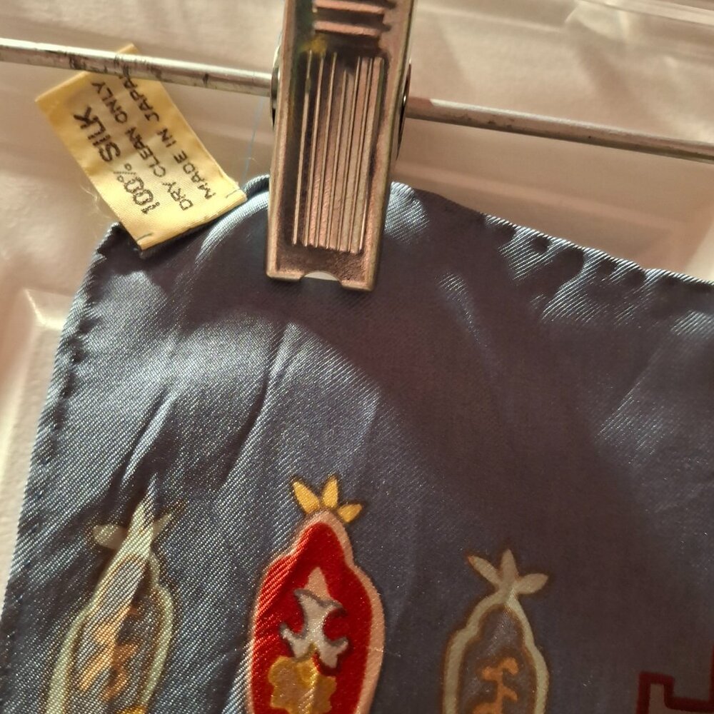 Liberty Square Cotton & Oblong 52"L x11.5 W Silk Scarf/Blue Stripe  Cotton Sq - Picture 2 of 11